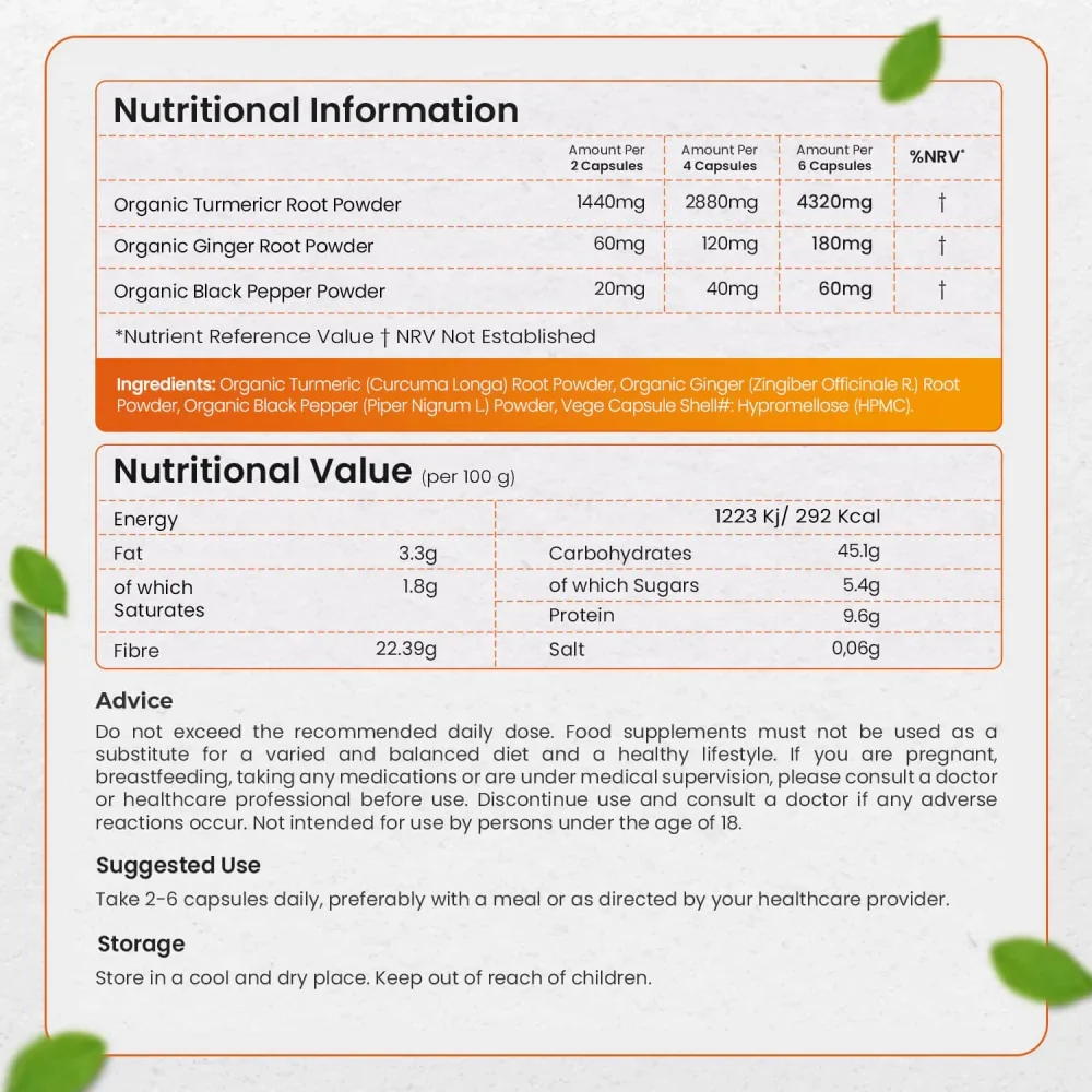 Organic Turmeric and Black Pepper with Ginger Capsules - Image 7