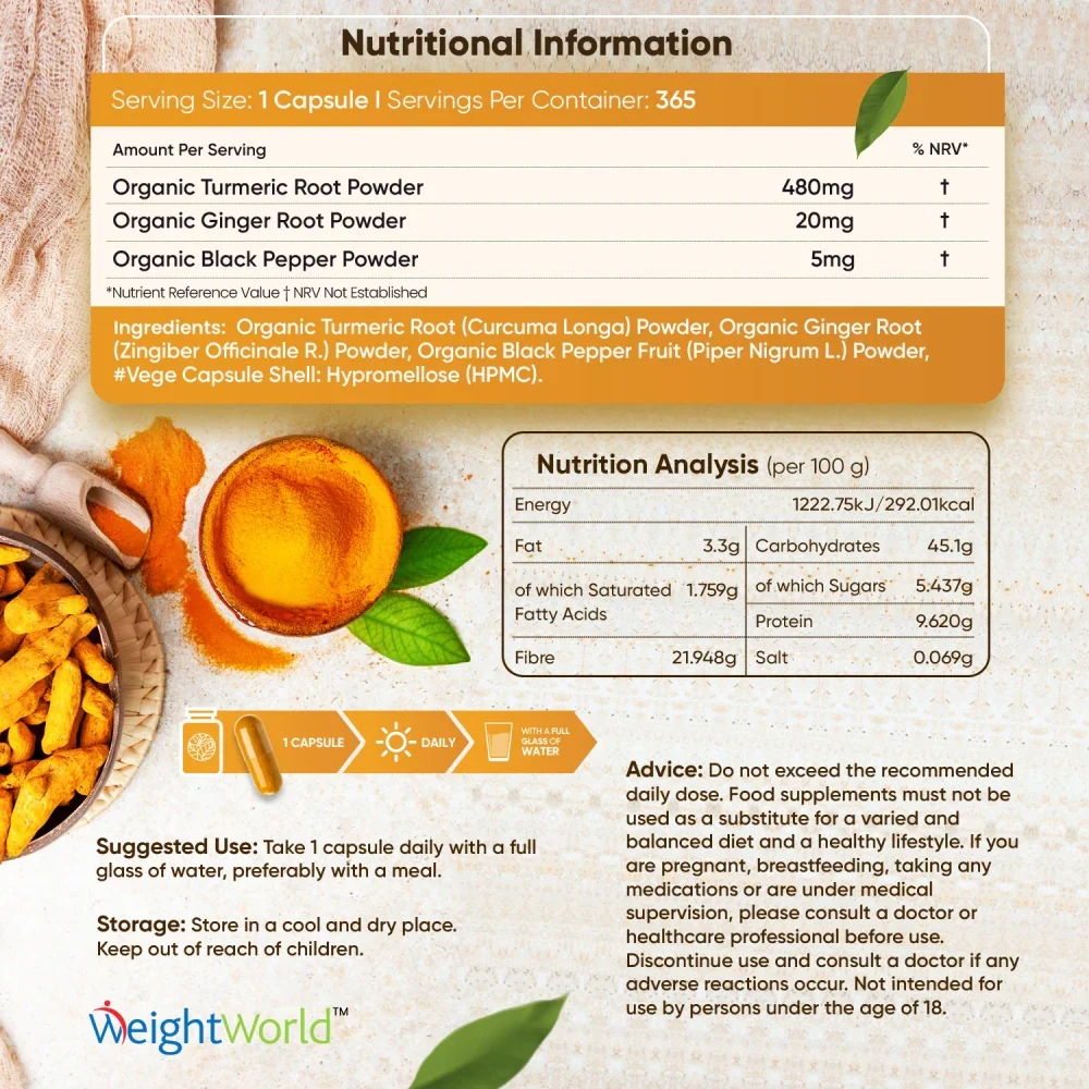 Organic Turmeric with Ginger & Black Pepper  Capsules - Image 7
